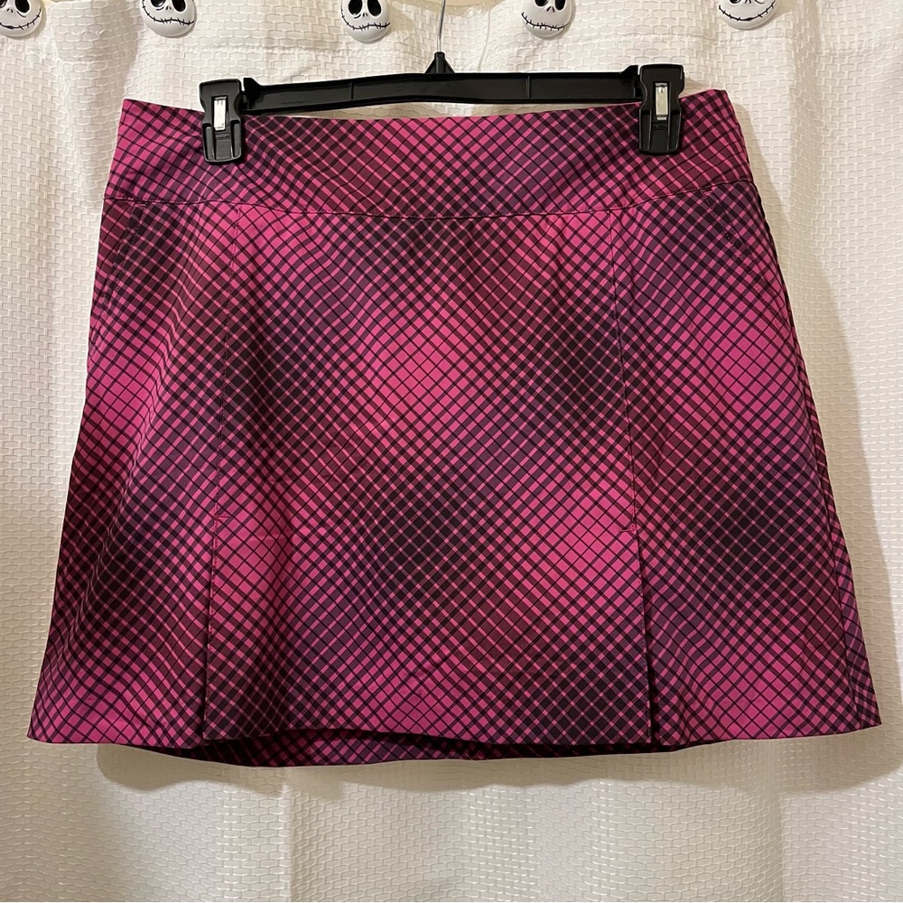 Nike Golf Skort Active Tennis Workout Athlesuire Pockets Plaid Pink Black 14